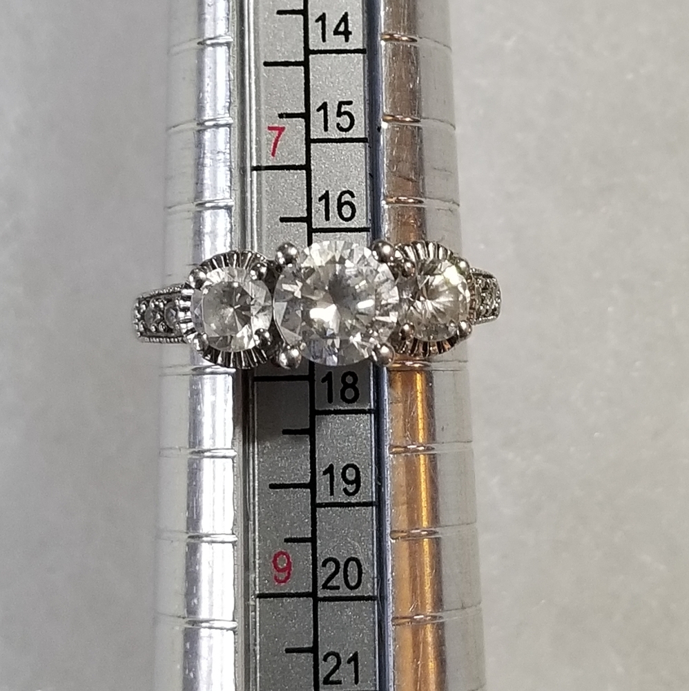 Xavier Sterling Silver And Simulated Diamond Ring - image 6